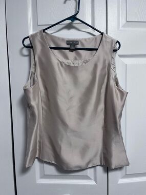 100% silk womens size 16 Kate Hill Sleeveless Satin Shell Top — Champagne